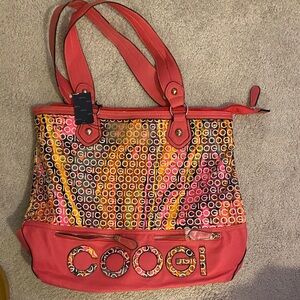 COOGI Pink and Orange Patterned Tote Bag